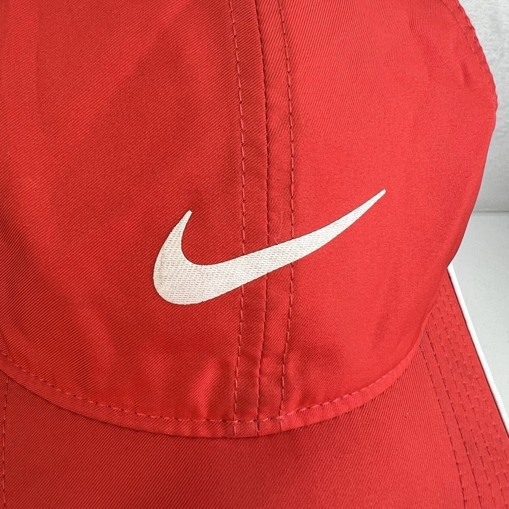 NIKE Adult FEATHERLIGHT DRI-FIT Tennis Golf Hat Fiery Red Strapback Adjustable - Picture 4 of 12